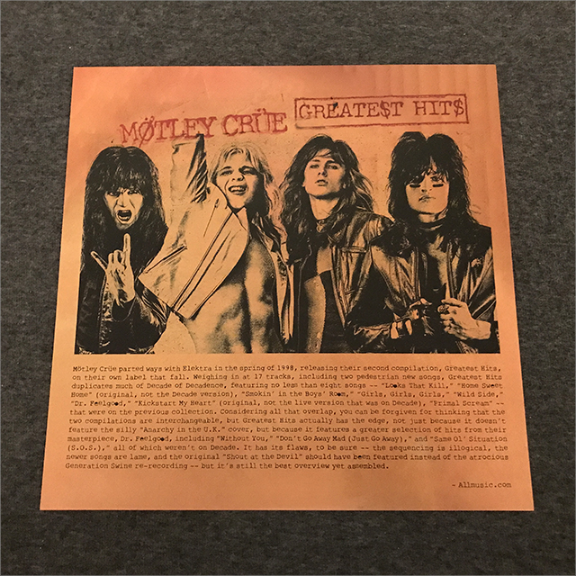Mötley Crüe - Greatest Hits, Bootleg LP