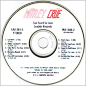 Mötley Crüe, Too Fast For Love, Leathür Records, Bootleg CD