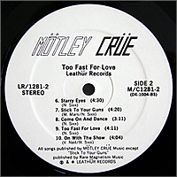 Mötley Crüe, Too Fast For Love, Leathür Records, Second Press LP