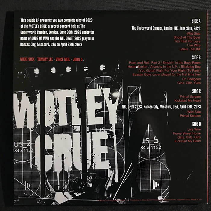 MÖTLEY CRÜE - DÖGS OF WAR - NFL DRAFT, YELLOW/PURPLE SPLATTER VINYL, BOOTLEG LP