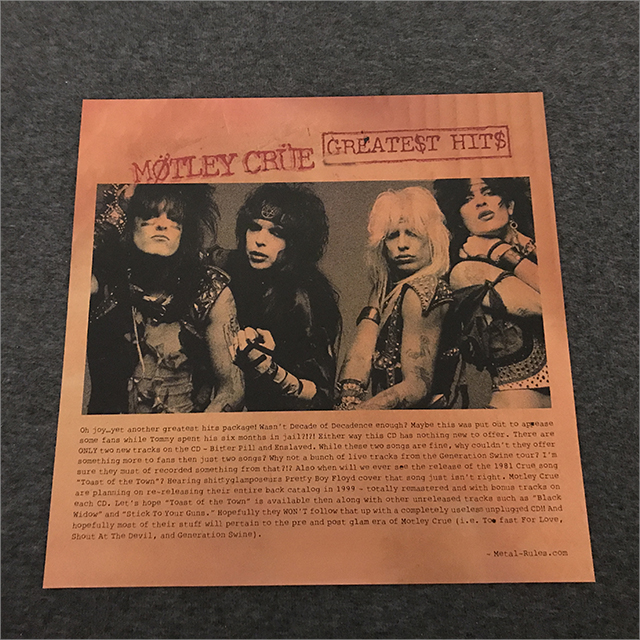 Mötley Crüe - Greatest Hits, Bootleg LP