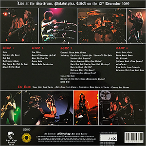 LIVE AT THE SPECTRUM,PHILADELPHIA, USA ON THE 12TH DECEMBER 1989 - BLACK VINYL