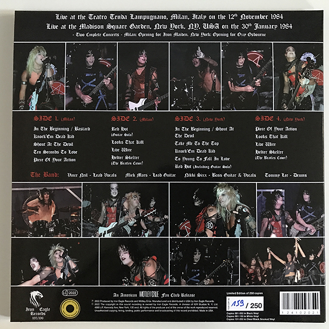 Mötley Crüe - Live in Milan, Italy and New York, USA 1984 - Clear/Black Smoked Vinyl