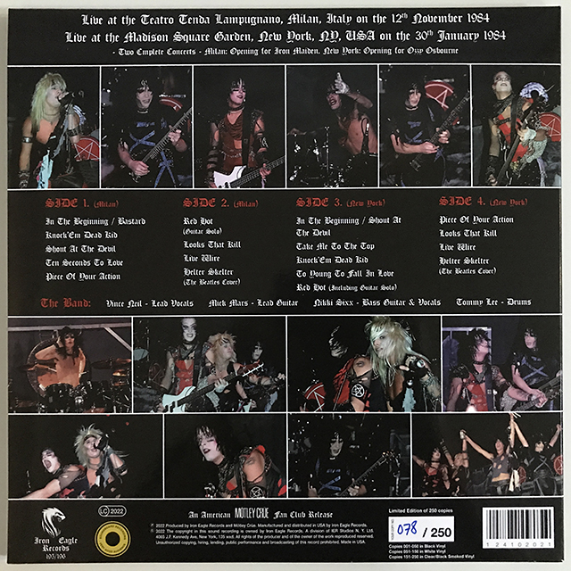 Mötley Crüe - Live in Milan, Italy and New York, USA 1984 - White Vinyl