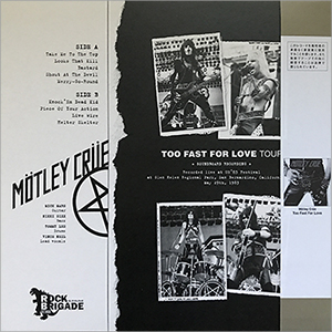 Mötley Crüe - Too Fast For Love Tour, Black Vinyl