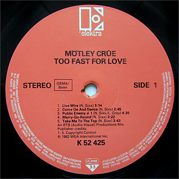 TOO FAST FOR LOVE