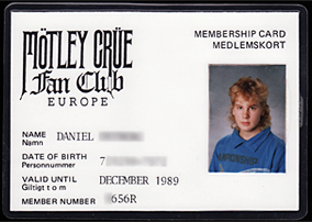 MOTLEY CRUE - FAN CLUB MEMBERSHIP CARD