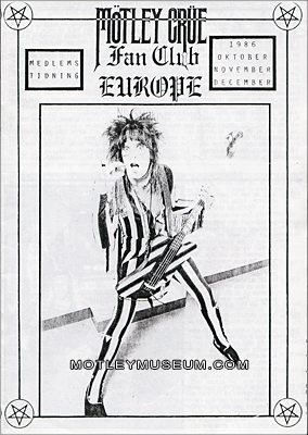 MOTLEY CRUE - FAN CLUB NEWSLETTER