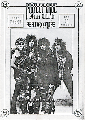 MOTLEY CRUE - FAN CLUB NEWSLETTER