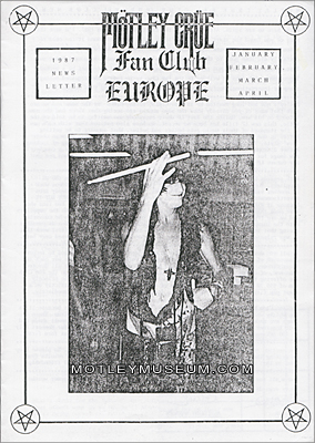 MOTLEY CRUE - FAN CLUB NEWSLETTER