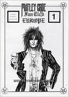 MOTLEY CRUE - FAN CLUB NEWSLETTER