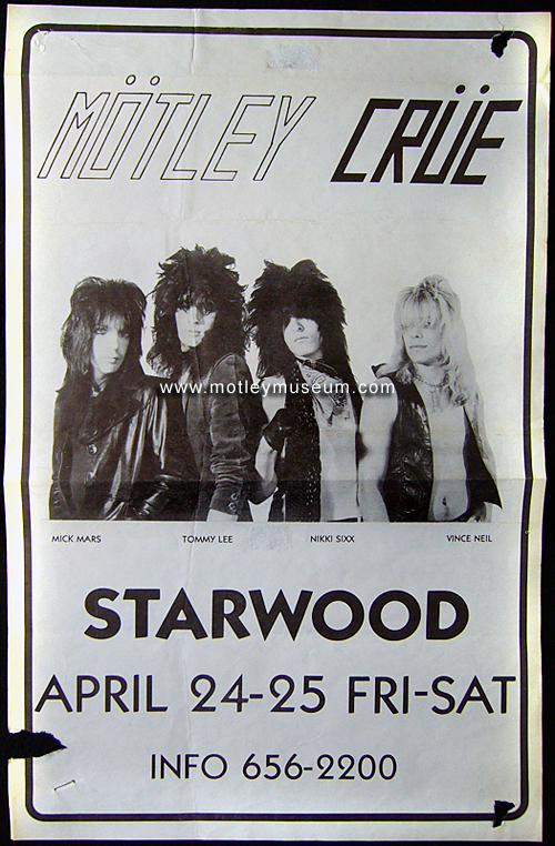 MOTLEY CRUE - STARWOOD 1981 POSTER